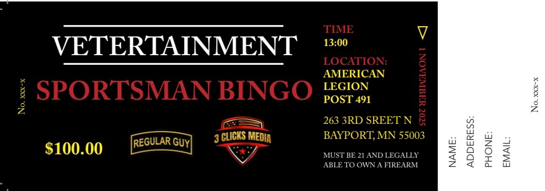Ticket artwork for Sportsman Bingo at Bayport Post 491